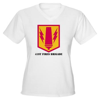 41FB - A01 - 04 - SSI - 41st Fires Brigade with Text - Women's V-Neck T-Shirt