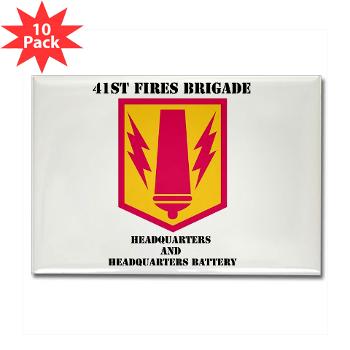 41FBHHB - M01 - 01 - DUI - Headquarter and Headquarters Battery with Text - Rectangle Magnet (10 pack)