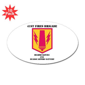 41FBHHB - M01 - 01 - DUI - Headquarter and Headquarters Battery with Text - Sticker (Oval 10 pk) - Click Image to Close