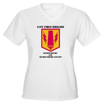 41FBHHB - A01 - 04 - DUI - Headquarter and Headquarters Battery with Text - Women's V-Neck T-Shirt