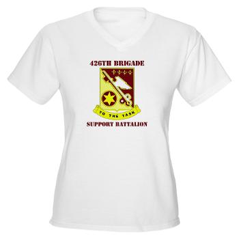 426BSB - A01 - 04 - DUI - 426th Brigade - Support Battalion with Text - Women's V-Neck T-Shirt