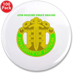 42MPB - M01 - 01 - DUI - 42nd Military Police Brigade with text - 3.5" Button (100 pack)