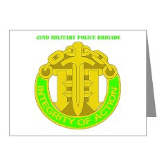 42MPB - M01 - 02 - DUI - 42nd Military Police Brigade with text - Note Cards (Pk of 20) - Click Image to Close