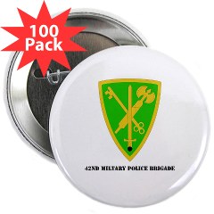 42MPB - M01 - 01 - SSI - 42nd Military Police Brigade with text - 2.25" Button (100 pack)