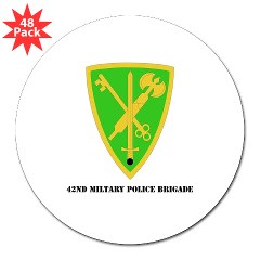 42MPB - M01 - 01 - SSI - 42nd Military Police Brigade with text - 3" Lapel Sticker (48 pk) - Click Image to Close