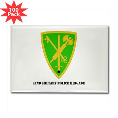 42MPB - M01 - 01 - SSI - 42nd Military Police Brigade with text - Rectangle Magnet (100 pack)