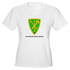 42MPB - A01 - 04 - SSI - 42nd Military Police Brigade with text - Women's V-Neck T-Shirt