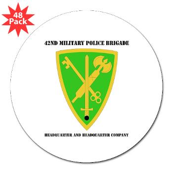 42MPBHHC - A01 - 01 - DUI - Headquarter and Headquarters Company with Text - 3" Lapel Sticker (48 pk) - Click Image to Close