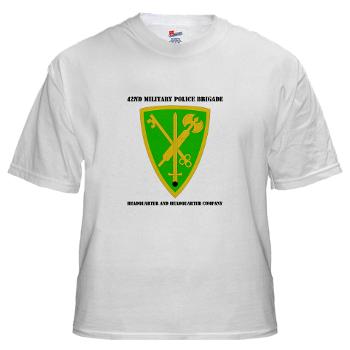 42MPBHHC - A01 - 04 - DUI - Headquarter and Headquarters Company with Text - White T-Shirt - Click Image to Close