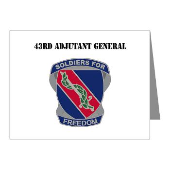 43AG - M01 - 02 - DUI - 43rd Adjutant General with Text - Note Cards (Pk of 20) - Click Image to Close