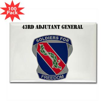 43AG - M01 - 01 - DUI - 43rd Adjutant General with Text - Rectangle Magnet (100 pack)