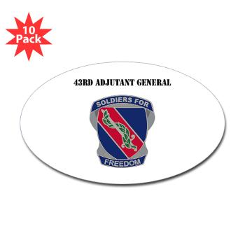 43AG - M01 - 01 - DUI - 43rd Adjutant General with Text - Sticker (Oval 10 pk) - Click Image to Close