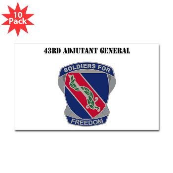 43AG - M01 - 01 - DUI - 43rd Adjutant General with Text - Sticker (Rectangle 10 pk)