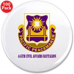 445CAB - M01 - 01 - DUI - 445th Civil Affairs Battalion with Text - 3.5" Button (100 pack)