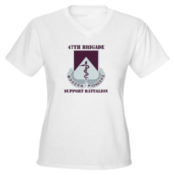 47BSB - A01 - 04 - DUI - 47th Bde - Support Bn with Text - Women's V-Neck T-Shirt