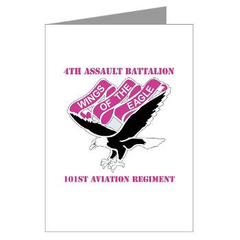 4AB101AR - M01 - 02 -DUI - 4th Aslt Bn - 101st Avn Regt with Text - Greeting Cards (Pk of 10)