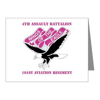 4AB101AR - M01 - 02 -DUI - 4th Aslt Bn - 101st Avn Regt with Text - Note Cards (Pk of 20)