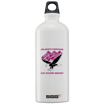 4AB101AR - M01 - 03 -DUI - 4th Aslt Bn - 101st Avn Regt with Text - Sigg Water Bottle 1.0L