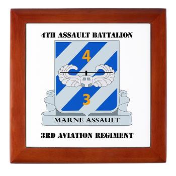 4AB3AR - M01 - 03 - DUI - 4th Assault Bn - 3rd Aviation Regiment with Text Keepsake Box