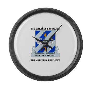 4AB3AR - M01 - 03 - DUI - 4th Assault Bn - 3rd Aviation Regiment with Text Large Wall Clock