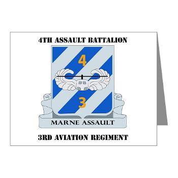 4AB3AR - M01 - 02 - DUI - 4th Assault Bn - 3rd Aviation Regiment with Text Note Cards (Pk of 20)