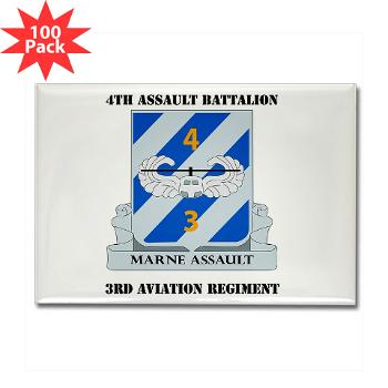 4AB3AR - M01 - 01 - DUI - 4th Assault Bn - 3rd Aviation Regiment with Text Rectangle Magnet (100 pack)