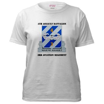 4AB3AR - A01 - 04 - DUI - 4th Assault Bn - 3rd Aviation Regiment with Text Women's T-Shirt