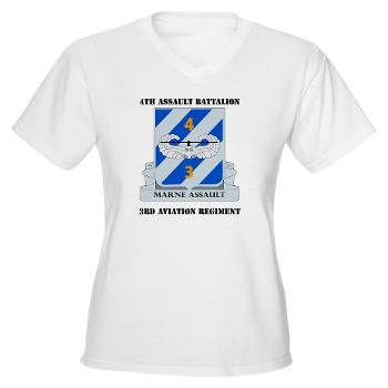 4AB3AR - A01 - 04 - DUI - 4th Assault Bn - 3rd Aviation Regiment with Text Women's V-Neck T-Shirt