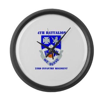 4B23IR - M01 - 03 - DUI - 4th Battalion - 23rd Infantry Regiment with text Large Wall Clock - Click Image to Close