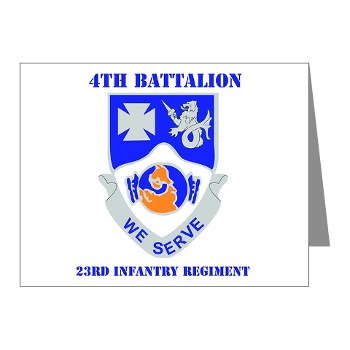 4B23IR - M01 - 02 - DUI - 4th Battalion - 23rd Infantry Regiment with text Note Cards (Pk of 20) - Click Image to Close