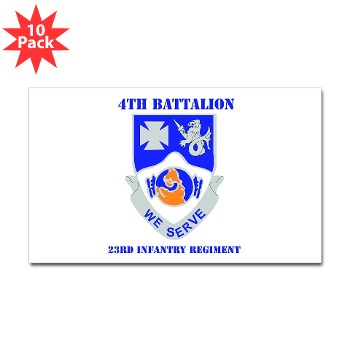 4B23IR - M01 - 01 - DUI - 4th Battalion - 23rd Infantry Regiment with text Sticker (Rectangle 10 pk) - Click Image to Close