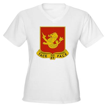 4B25FAR - A01 - 04 - DUI - 4th Bn - 25th Field Artillery Regiment Women's V-Neck T-Shirt