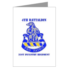 4B31IR - M01 - 02 - DUI - 4th Bn - 31st Infantry Regt with Text Greeting Cards (Pk of 20)