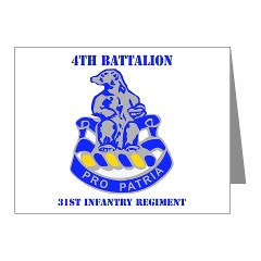 4B31IR - M01 - 02 - DUI - 4th Bn - 31st Infantry Regt with Text Note Cards (Pk of 20)