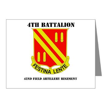 4B42FAR - M01 - 02 - DUI - 4th Bn - 42nd Field Artillery Regiment with Text Note Cards (Pk of 20)