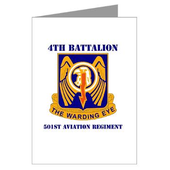 4B501AR - M01 - 02 - DUI - 4th Bn - 501st Avn Regt with Text - Greeting Cards (Pk of 10)