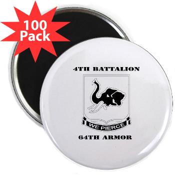 4B64A - M01 - 01 - DUI - 4th Bn 64th Armor with Text - 2.25" Magnet (100 pack)