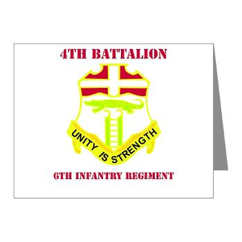 4B6IR - M01 - 02 - DUI - 4th Bn - 6th Infantry Regiment with Text - Note Cards (Pk of 20)