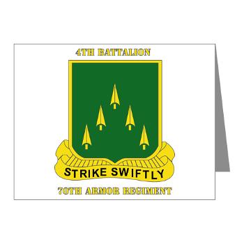 4B70AR - M01 - 02 - SSI - 4th Battalion 70th Armor Rgt with Text - Note Cards (Pk of 20)