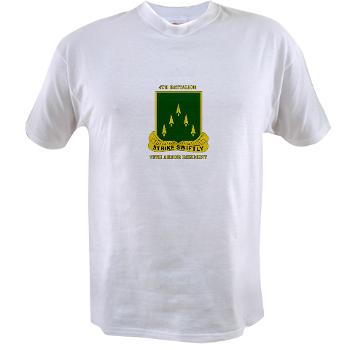 4B70AR - A01 - 04 - SSI - 4th Battalion 70th Armor Rgt with Text - Value T-Shirt