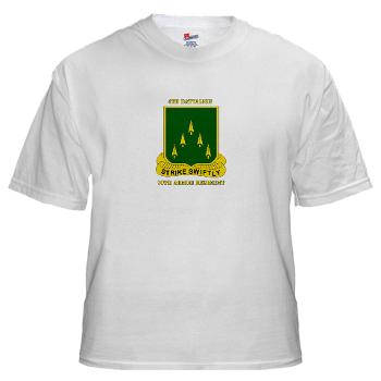 4B70AR - A01 - 04 - SSI - 4th Battalion 70th Armor Rgt with Text - White T-Shirt