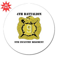 4B9IR - M01 - 01 - DUI - 4th Battalion - 9th Infantry Regiment with text 3" Lapel Sticker (48 pk)
