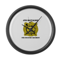 4B9IR - M01 - 03 - DUI - 4th Battalion - 9th Infantry Regiment with text Large Wall Clock - Click Image to Close