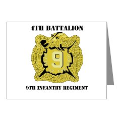 4B9IR - M01 - 02 - DUI - 4th Battalion - 9th Infantry Regiment with text Note Cards (Pk of 20)