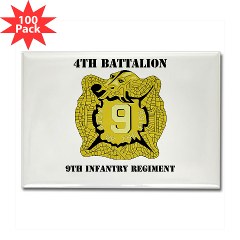 4B9IR - M01 - 01 - DUI - 4th Battalion - 9th Infantry Regiment with text Rectangle Magnet (100 pack)