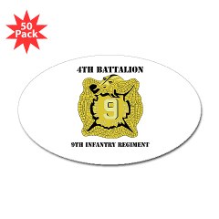 4B9IR - M01 - 01 - DUI - 4th Battalion - 9th Infantry Regiment with text Sticker (Oval 50 pk) - Click Image to Close