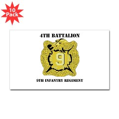 4B9IR - M01 - 01 - DUI - 4th Battalion - 9th Infantry Regiment with text Sticker (Rectangle 10 pk)