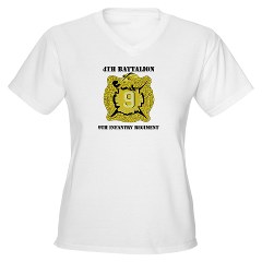4B9IR - A01 - 04 - DUI - 4th Battalion - 9th Infantry Regiment with text Women's V-Neck T-Shirt