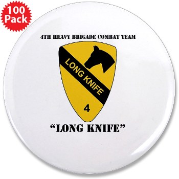4BCT - M01 - 01 - DUI - 4th Heavy BCT - Long Knife with Text - 3.5" Button (100 pack)