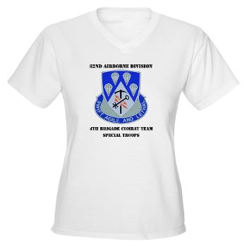 4BCT4BSTB - A01 - 04 - DUI - 4th Bde - Special Troops Bn with text Women's V-Neck T-Shirt
